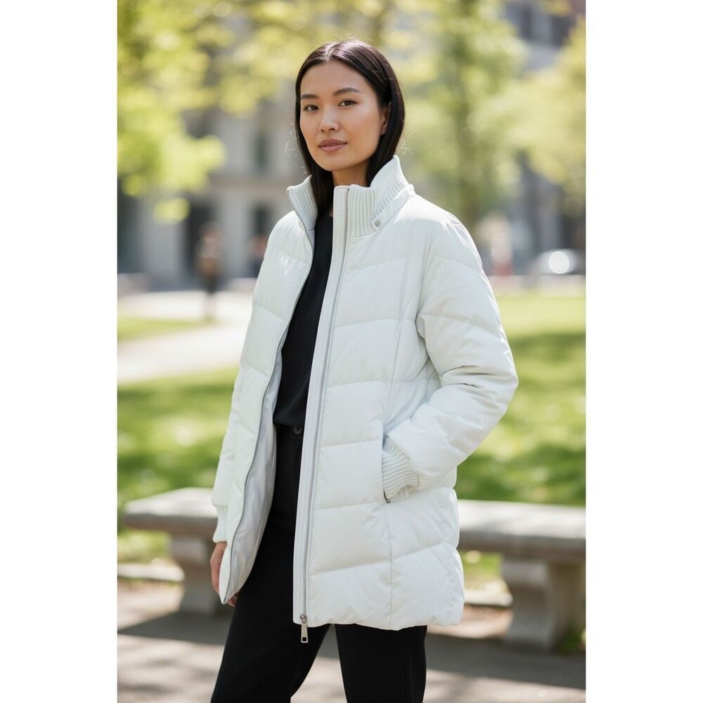 Nicole Benisti Point Zero Cream Down Puffer Coat XL Water Wind Resistant